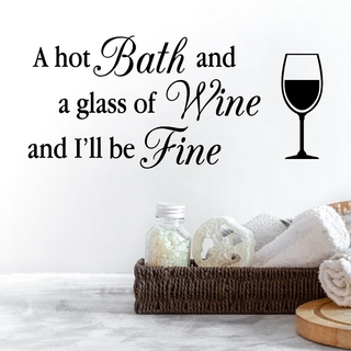 Wallstickers - Bath and a glass of wine