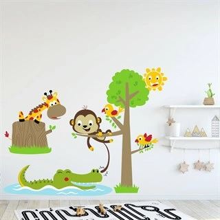 Wallstickers - Apa, krokodil och giraff