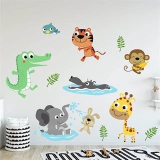 Ark med roliga safaridjur - Wallstickers