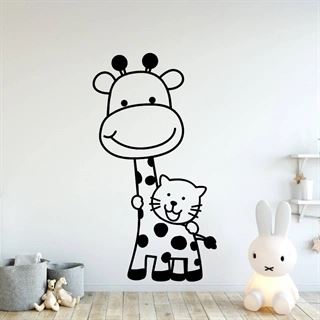 Giraff och katt - Wallstickers