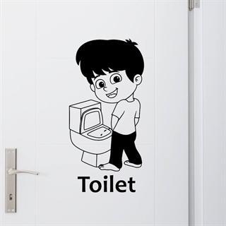 Väggdekor till toaletten med texten Kom närmare