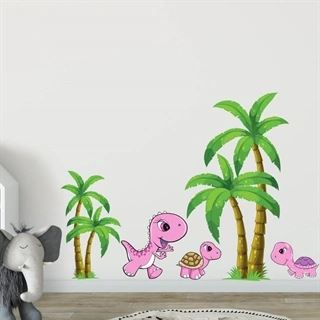 Wallsticker dinosaurie i ljusrosa