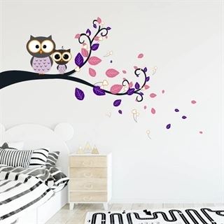 Ugglegren i lila nyanser - wallstickers