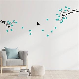 Unik gren med fåglar Wallsticker 