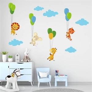 Djungeldjur i ballonger - Wallstickers