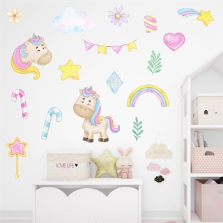 Unicorn party akvarell wallstickers