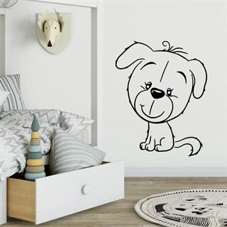 WALLSTICKER MED SÖT HUND 3