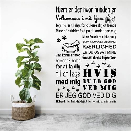 Kul wallstickers med text, där hunden berättar om husreglerna