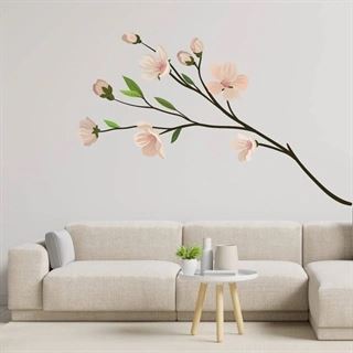 Gren med beiga blommor - wallsticker