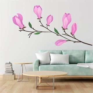 Gren med rosa blommor - wallsticker