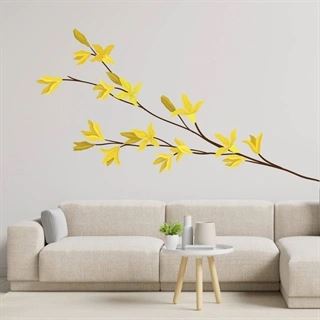 Gren med gula blommor - wallsticker