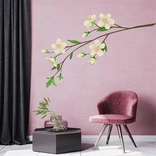 Gren med sandfärgade blommor - wallsticker