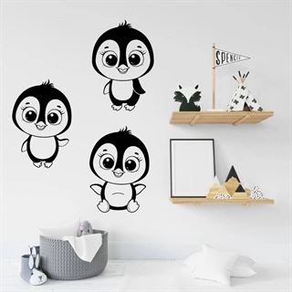 3 wallstickers med pingviner