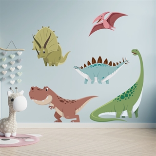 Dinosaur wallstickers som ett set i vackra färger