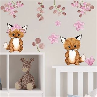 Wallstickers rävungar och blommor