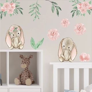 Wallstickers kaniner och blommor