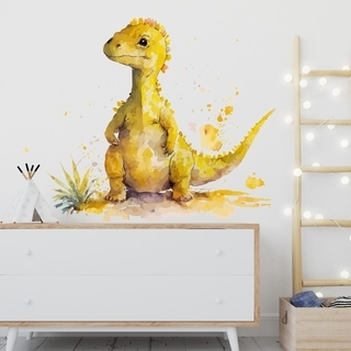 Gula dinosaurier akvarell väggdekal