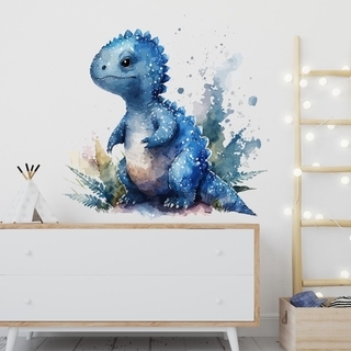 Blå dinosaurier akvarell väggdekal