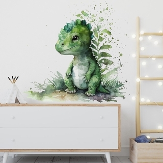 Gröna dinosaurier akvarell väggdekal