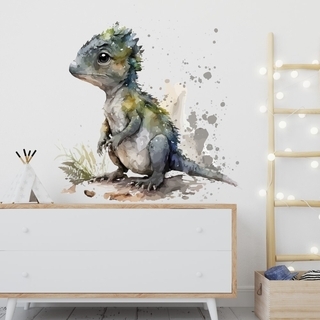 Gråbruna dinosaurier akvarell väggdekal