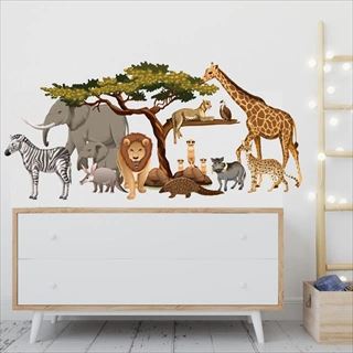 Afrikanska djur på Savannah Wallsticker