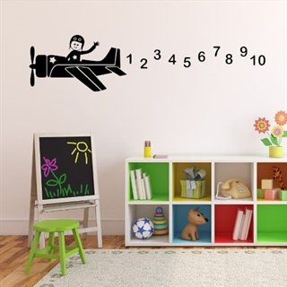 Väggdekor till barnrummet med flygplan och tal och siffror