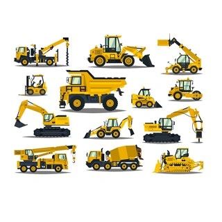 Wallsticker med jättestora vägarbetsmaskiner