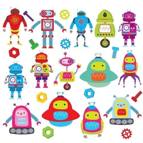 Perfekt wallsticker för pojkar med en massa robotar 