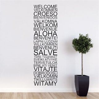 Väggdekor med texten Välkommen på många olika språk 