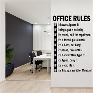 Wallstickers med kontorsregler till din arbetsplats