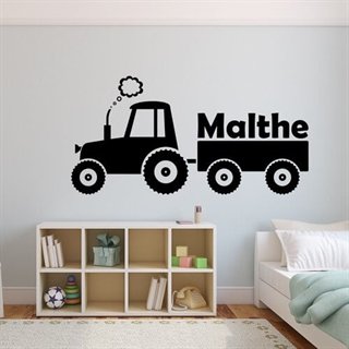 Wallstickers - Namntext med traktor och vagn